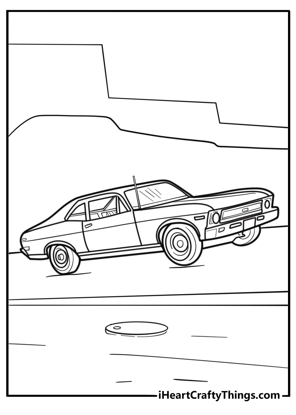 Chevrolet Nova classic muscle car coloring sheet