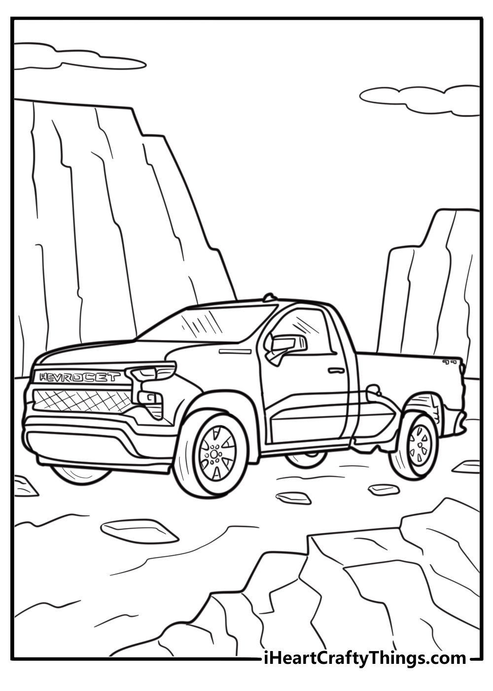 Chevrolet Silverado pickup truck coloring sheet