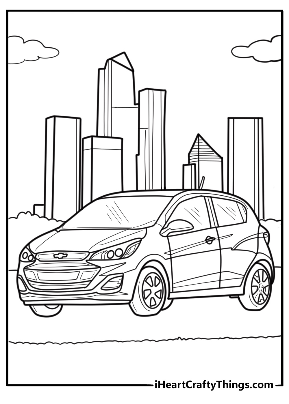 Chevrolet Spark city car coloring page