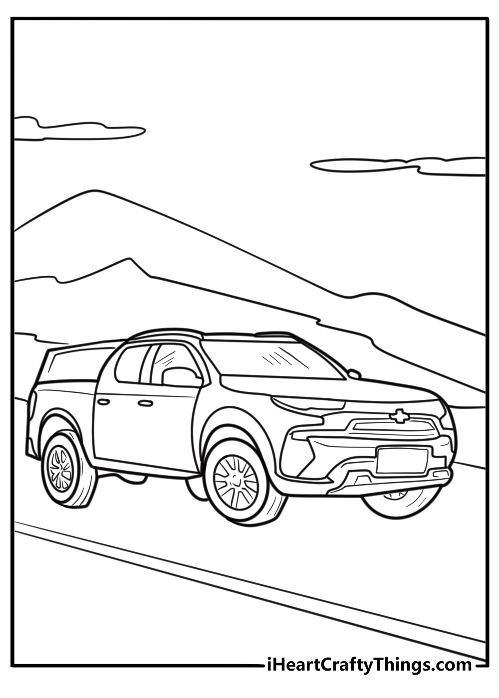Chevrolet SSR retro convertible truck coloring sheet