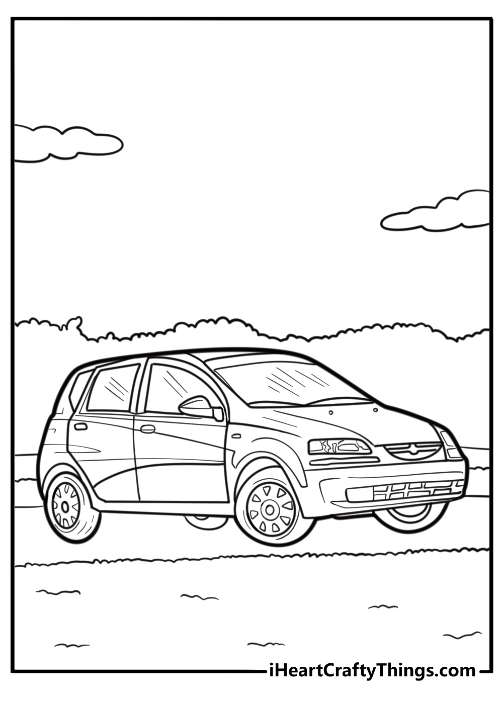 Chevy Aveo small hatchback car coloring page