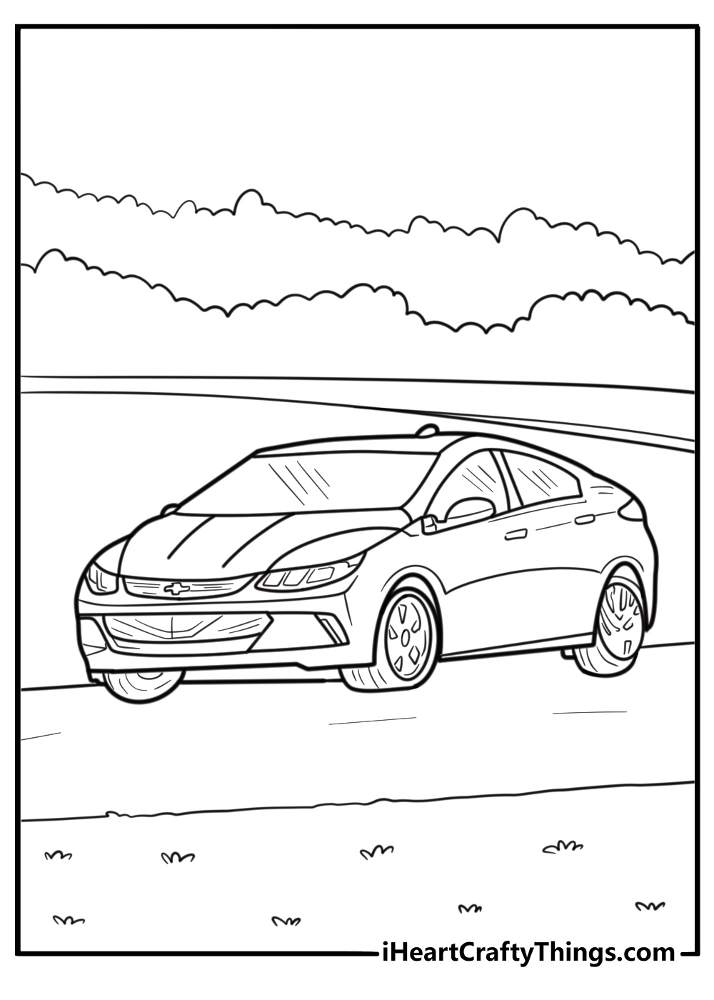 Chevy Volt hybrid electric car coloring page