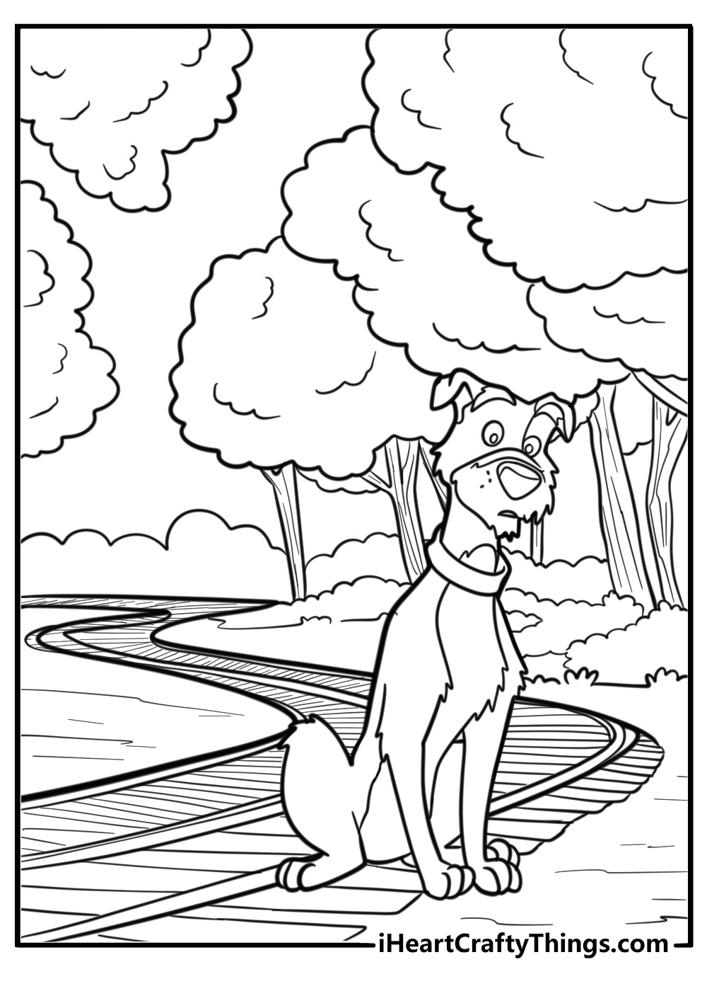 Chief growling on the railroad track coloring page