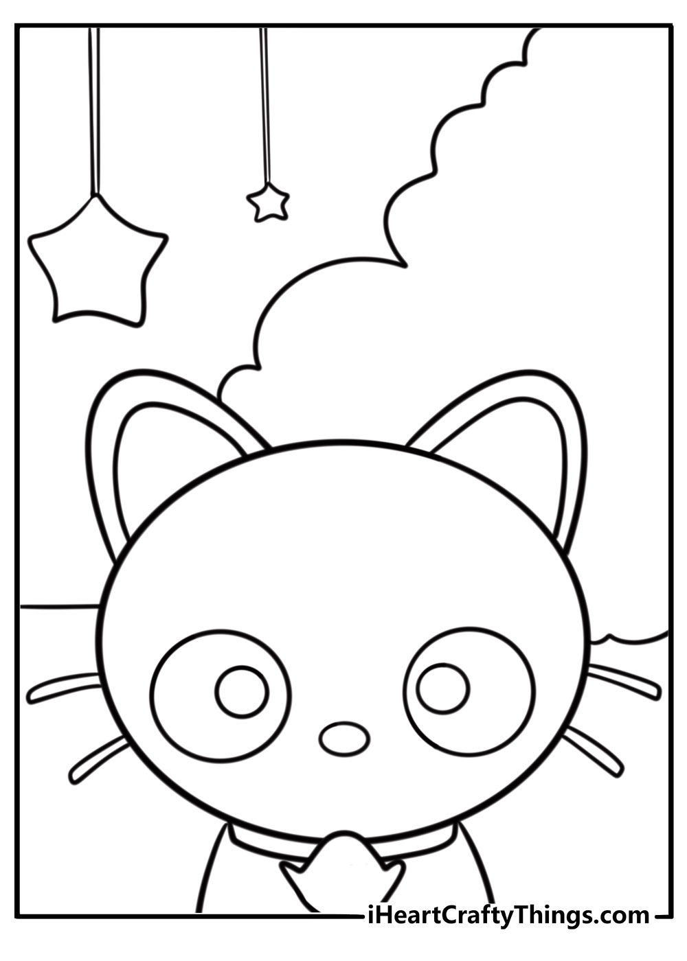 Chococat inside a cozy room with a lamp coloring page