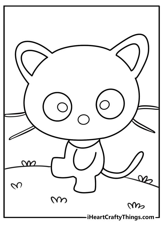 Chococat looking curious with wide eyes coloring page