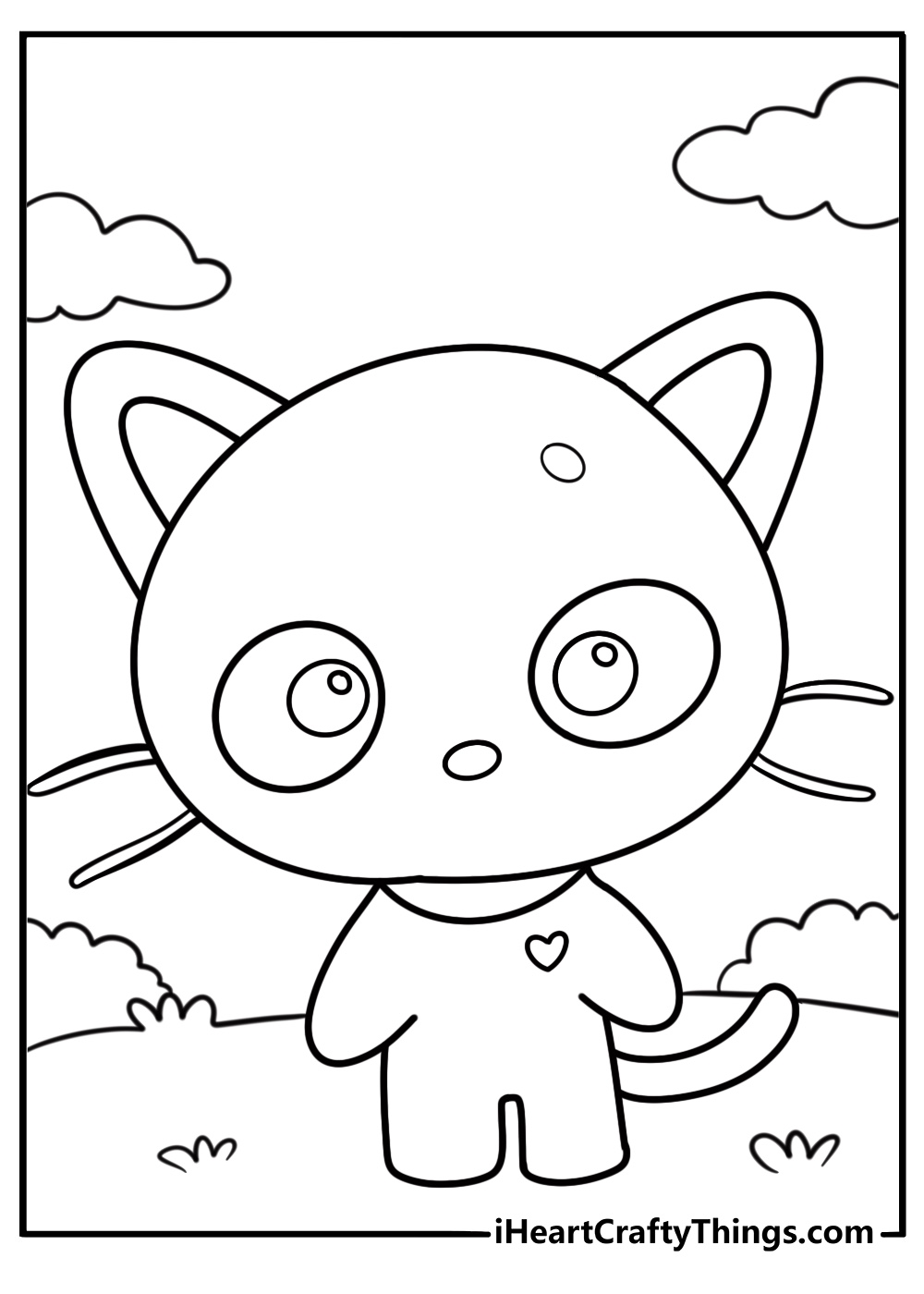 Chococat standing with his collar and bell coloring page