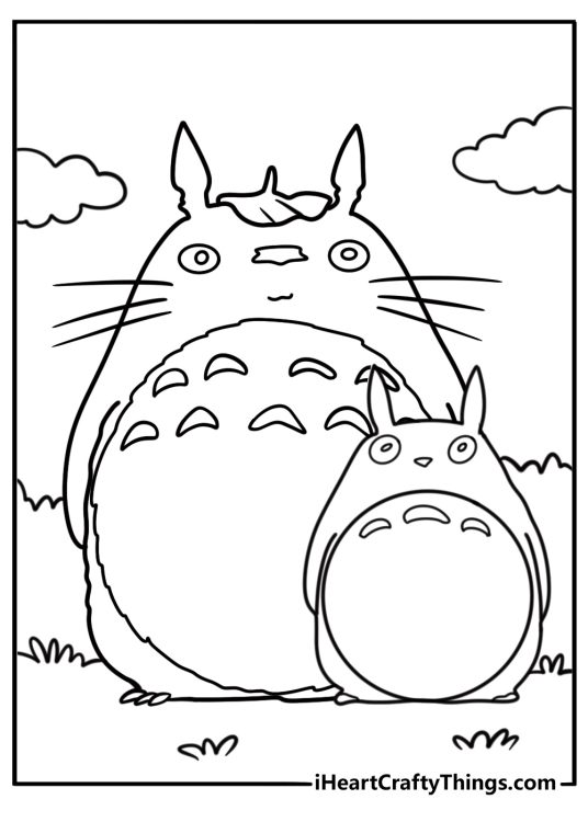 Chuu Totoro and Chibi Totoro together coloring page
