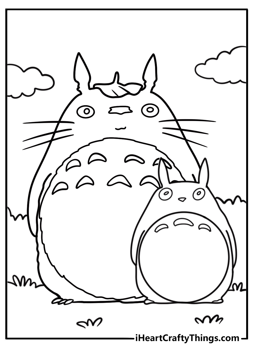 Chuu Totoro and Chibi Totoro together coloring page