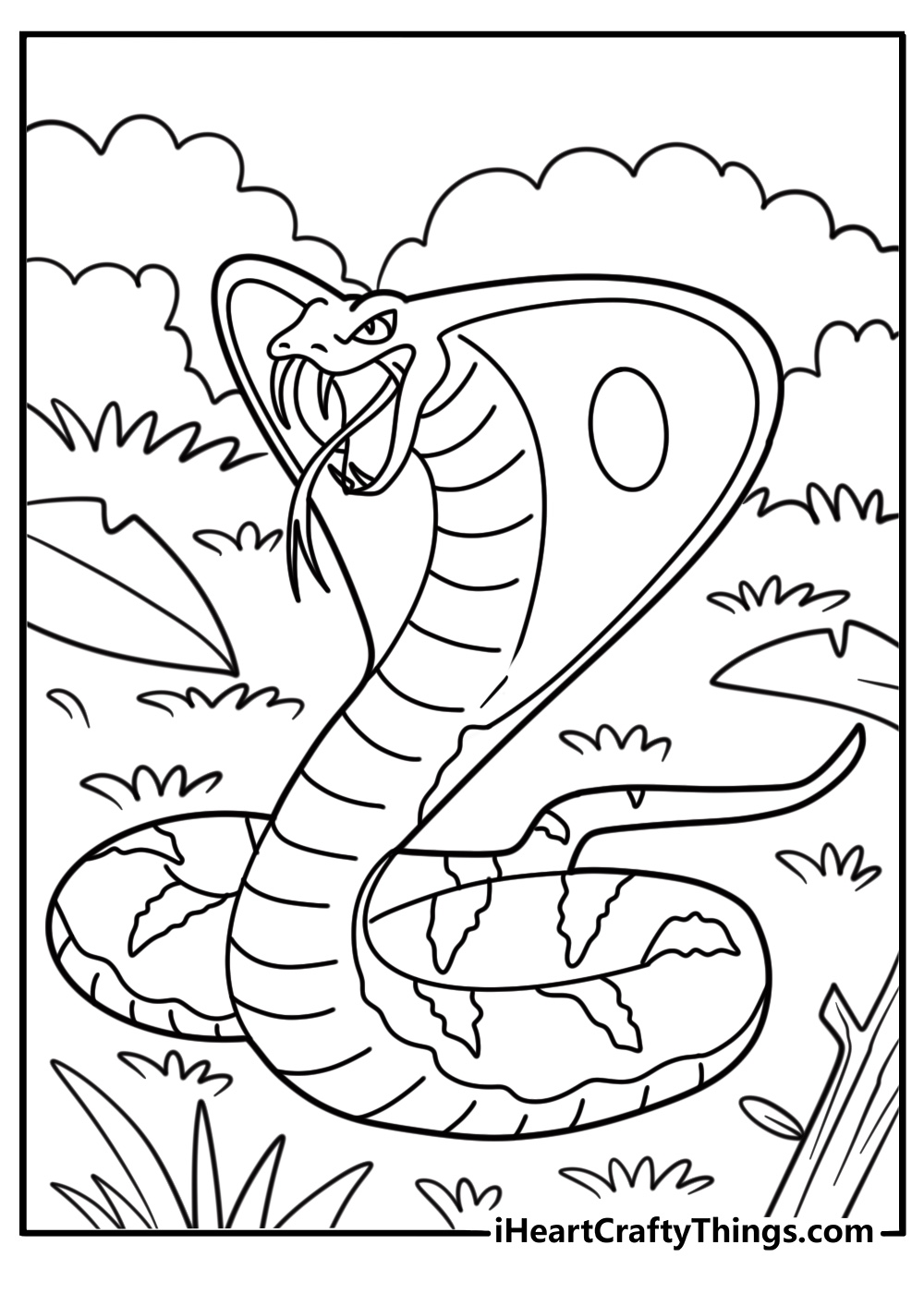 Cobra facing forward with raised body fun coloring sheet
