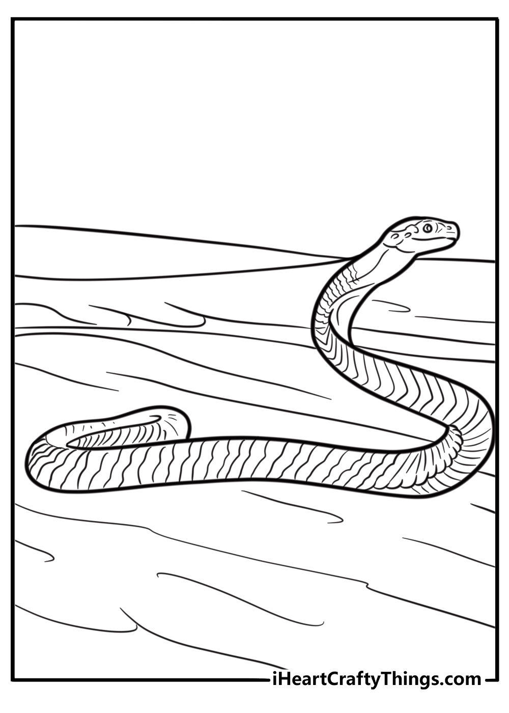 Cobra slithering through the desert printable coloring sheet