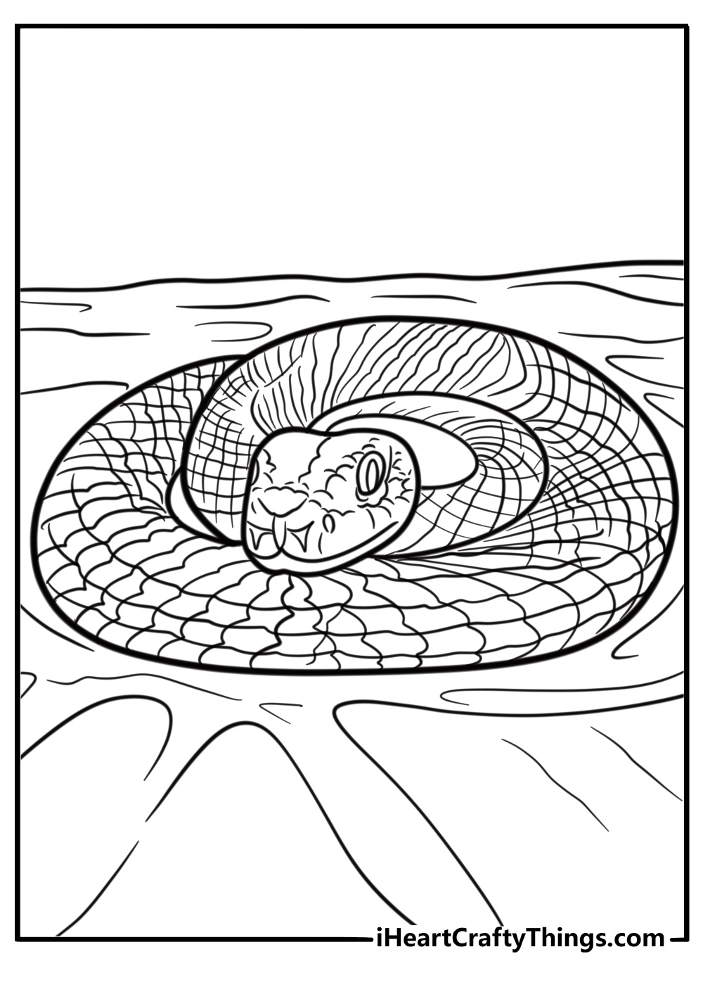 Cobra with detailed scales and patterns printable coloring sheet