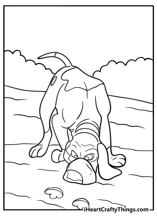 Copper tracking footprints in the dirt coloring page