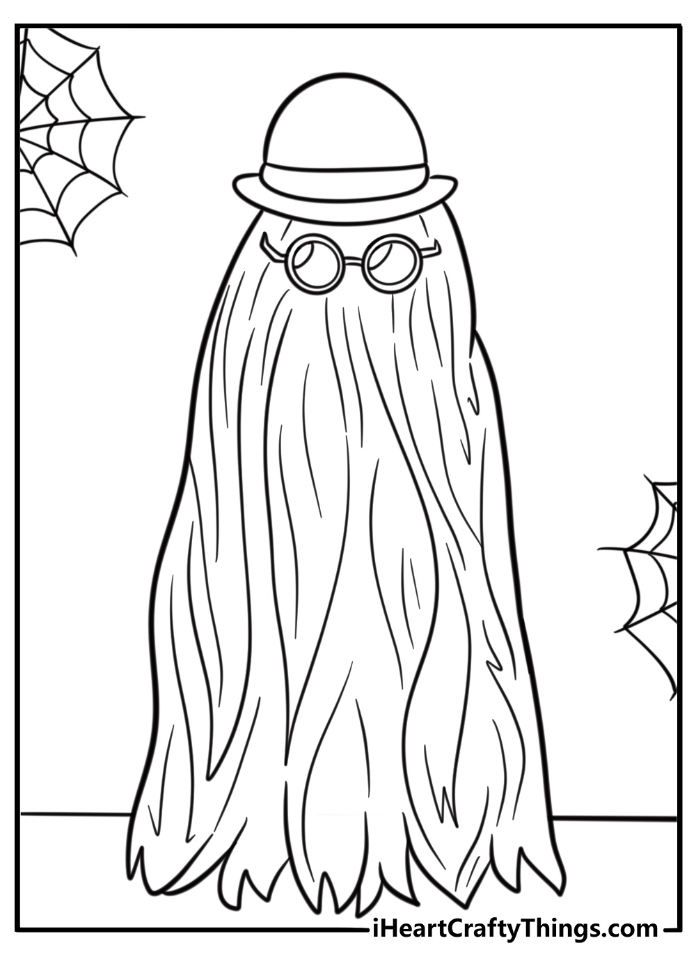 Cousin Itt with long flowing hair coloring page
