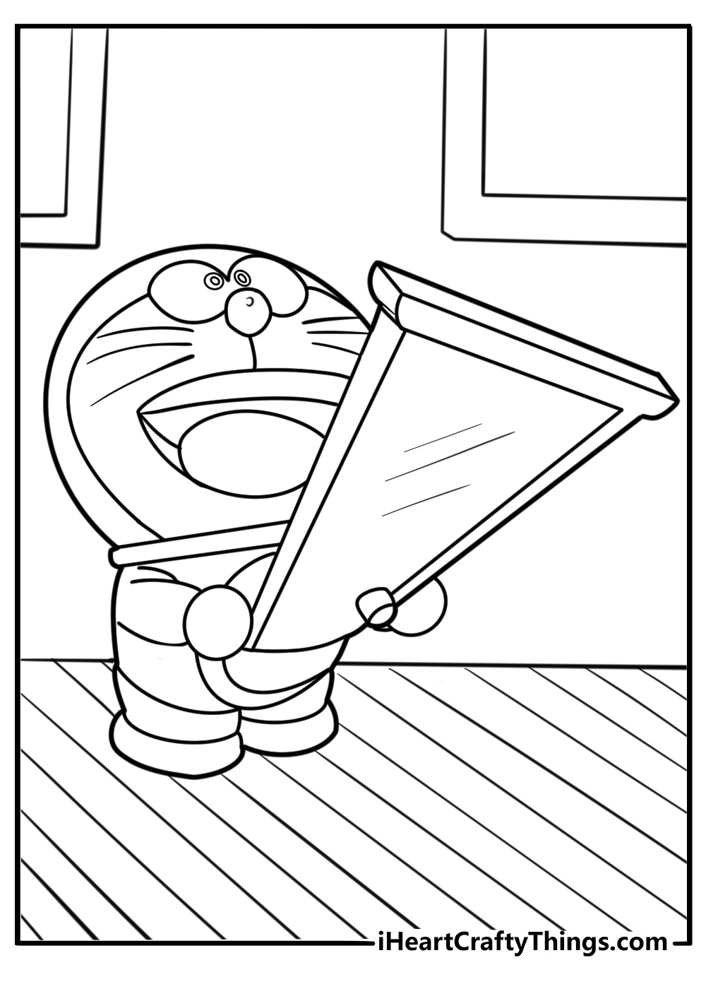 Doraemon pulling out a gadget from his pocket free coloring page