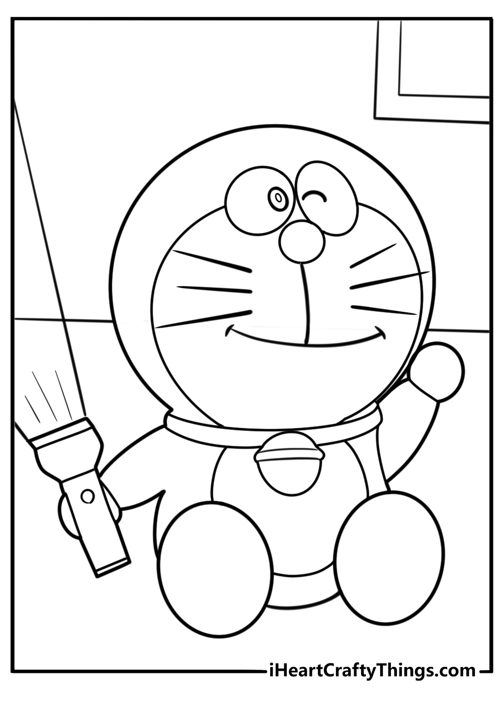 Doraemon using shrinking torch coloring page