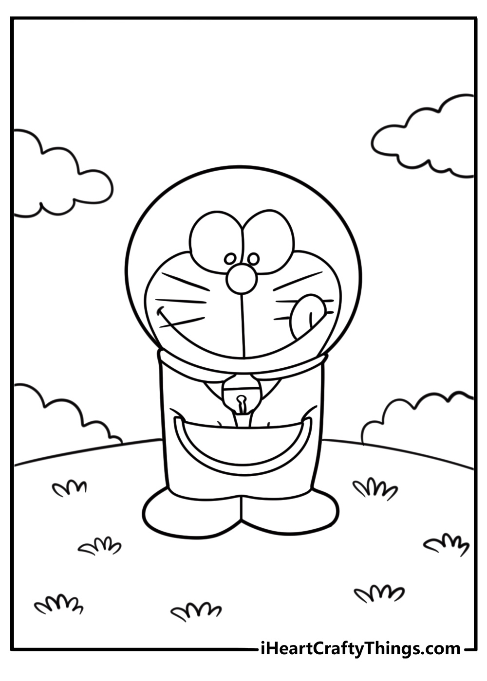 Doraemon with his magic pocket coloring page