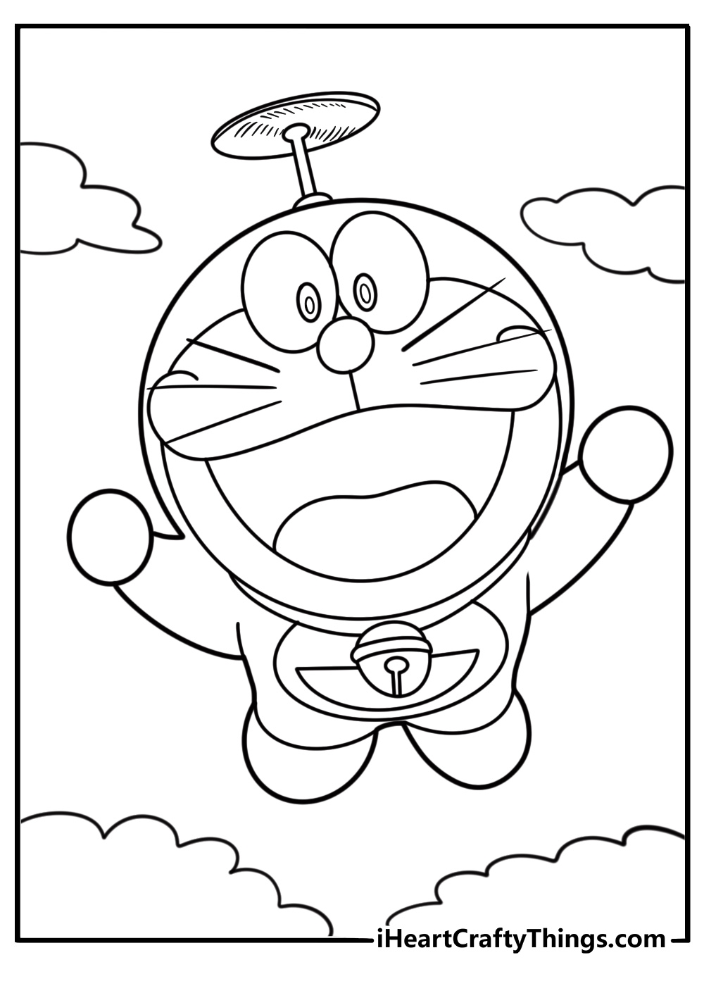Doraemon with Take copter on his head printable coloring page