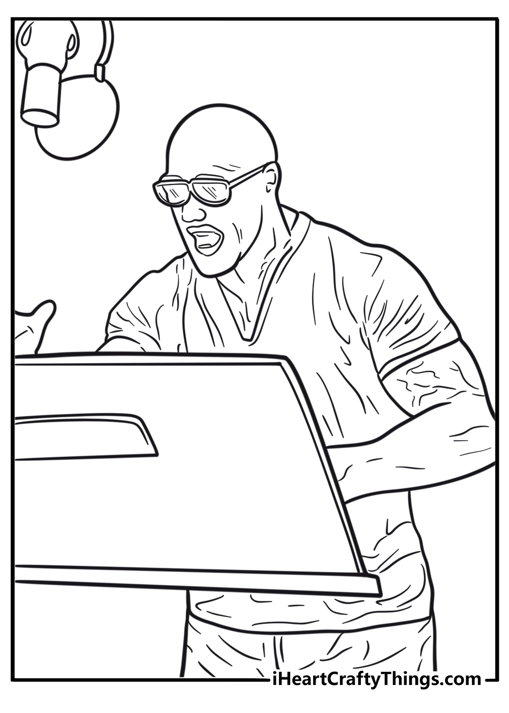 Dwayne Johnson filming movie behind the scenes coloring sheet