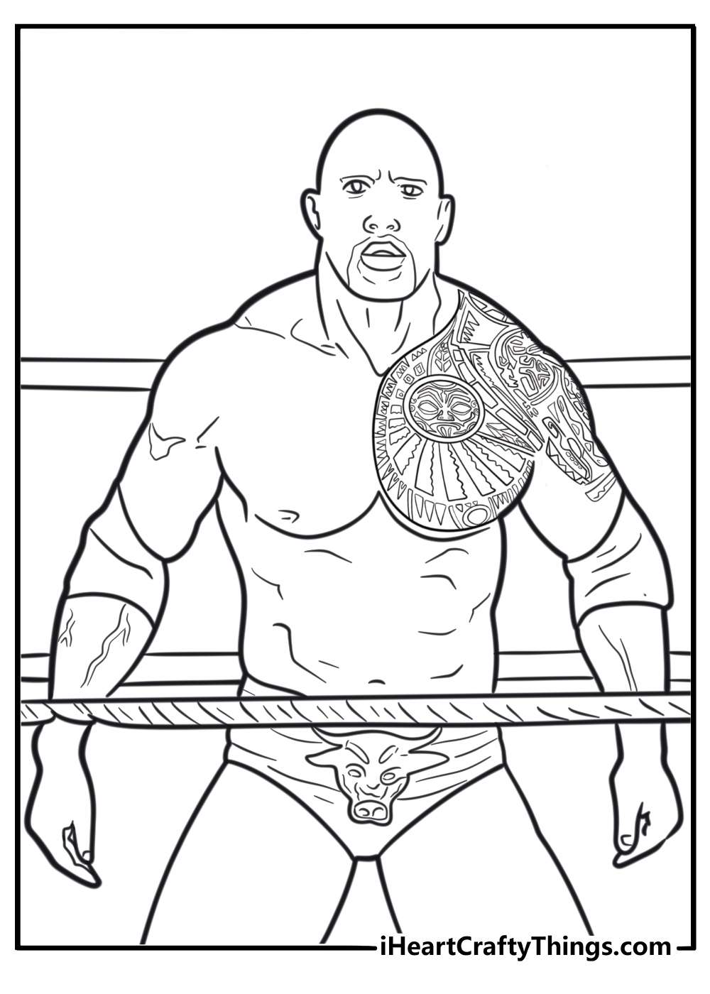 Dwayne Johnson in wrestling ring coloring sheet