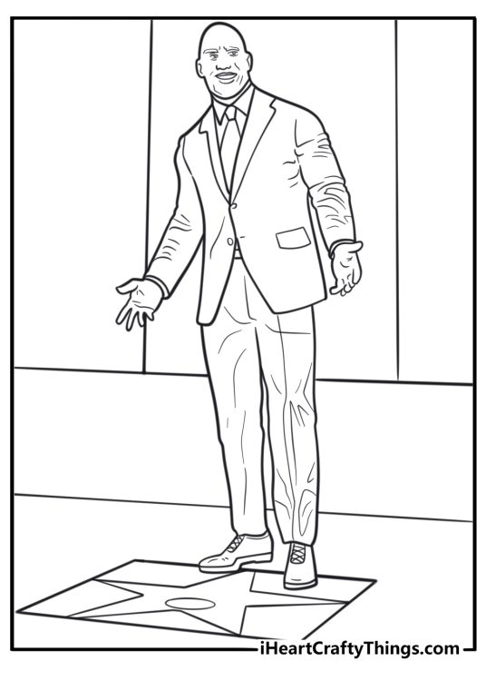 Dwayne Johnson with his Hollywood Walk o Fame star coloring sheet