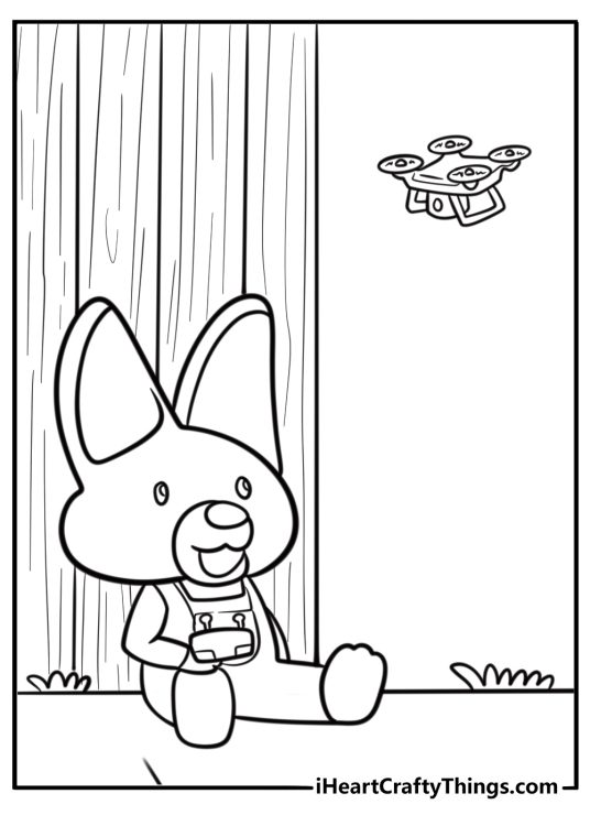 Eddynflying a small drone outside his house coloring page