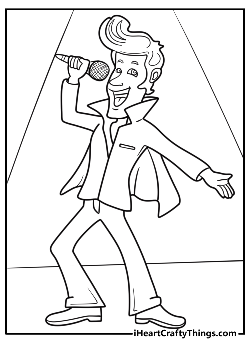 Elvis Presley singing on stage coloring page