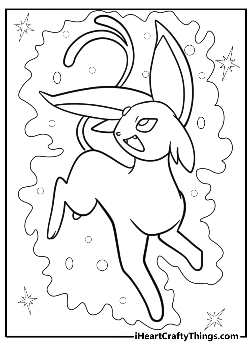 Espeon with aura lines radiating from its body free coloring page for kids