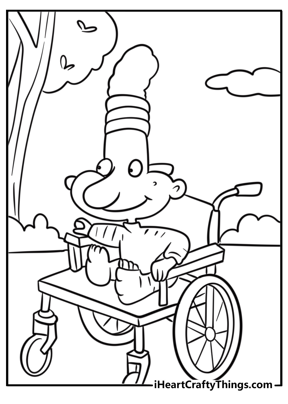 Eugene having a clumsy accident near the playground coloring page