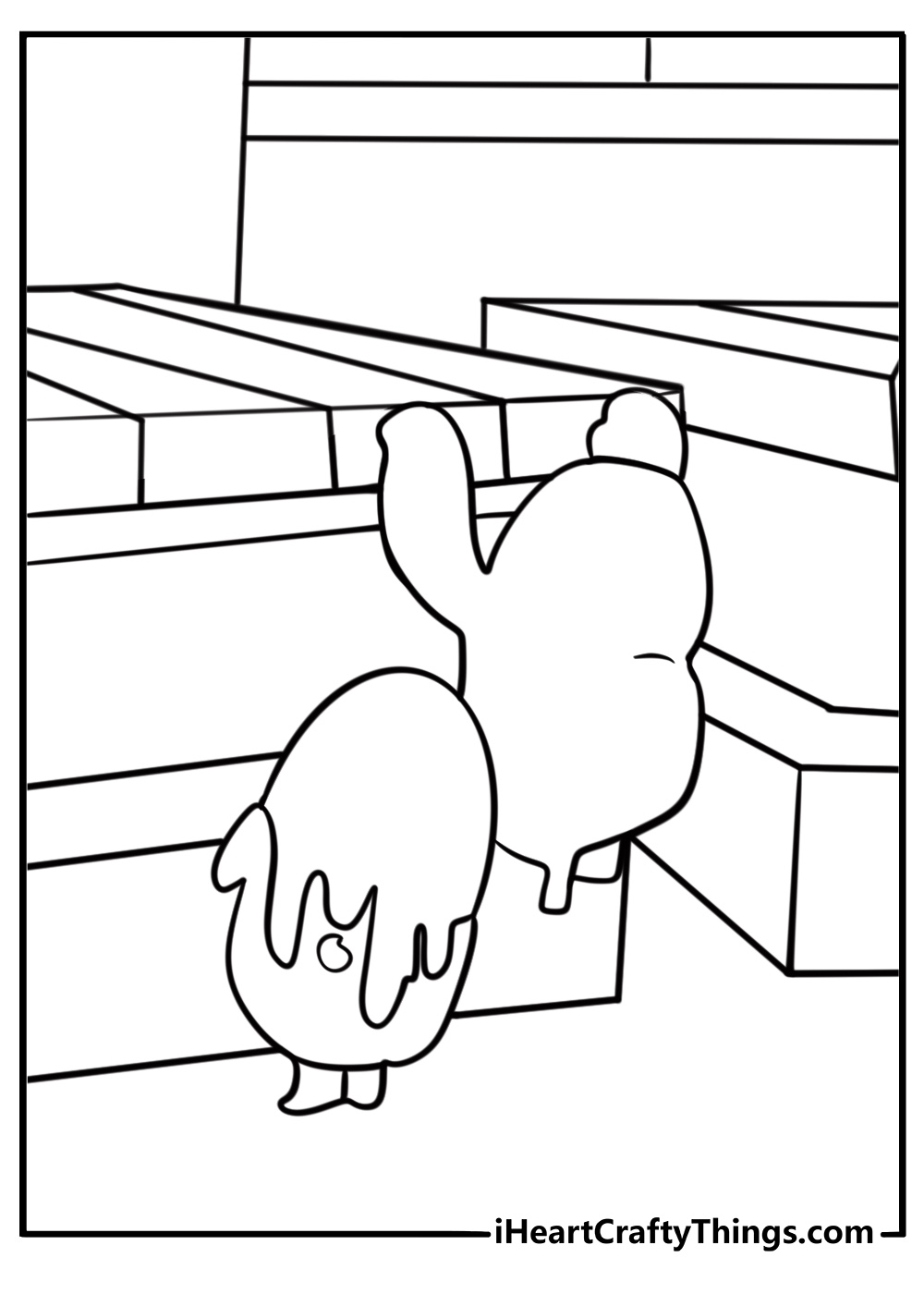 Fall Guy climbing wall in block party game coloring page