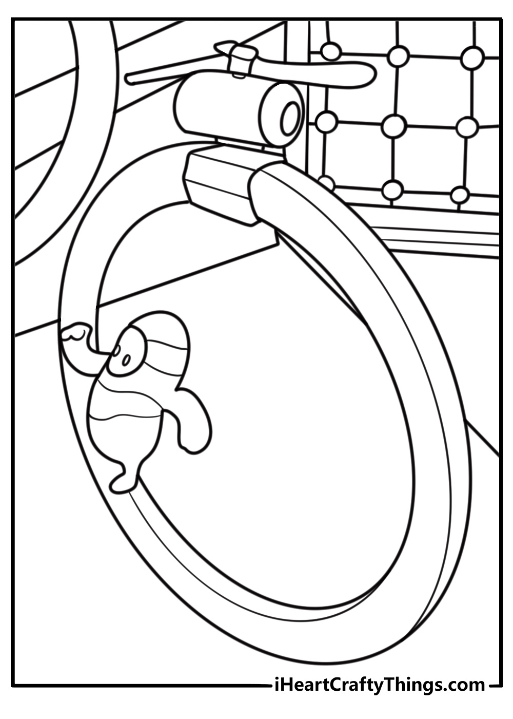 Fall Guy diving through hoop in hoopsie daisy level coloring sheet