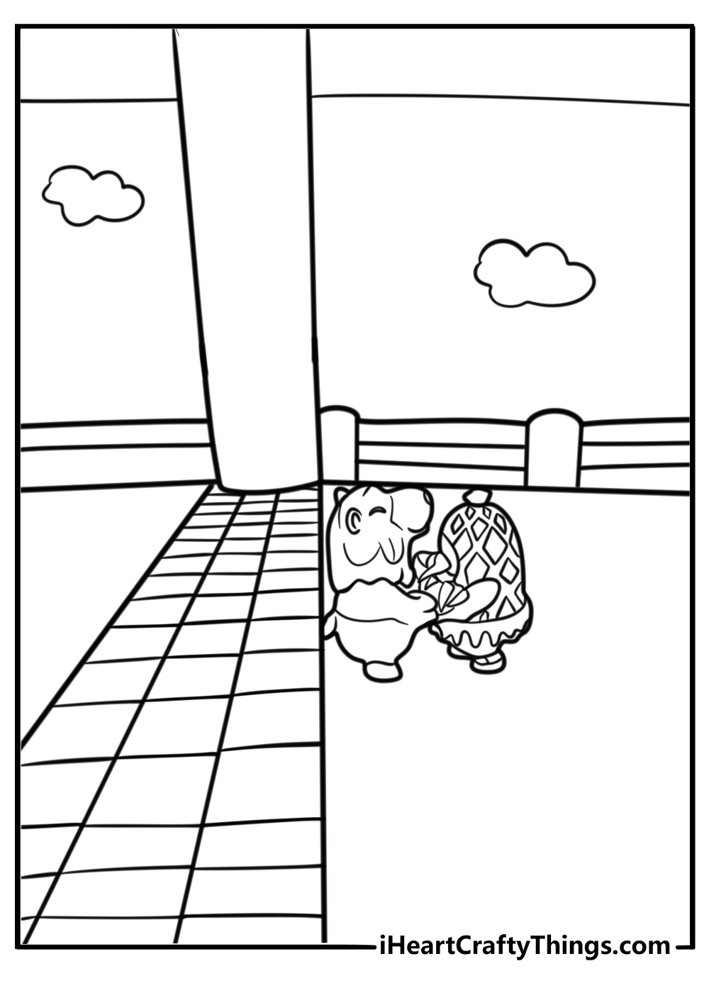 Fall Guy grabbing another player near finish line coloring sheet