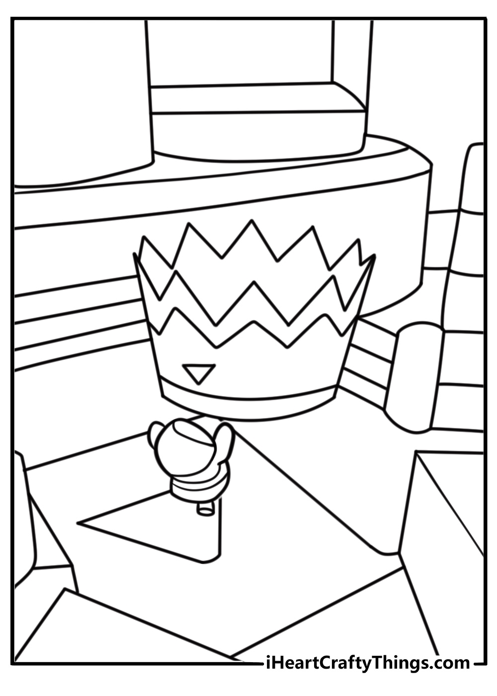 Fall Guy grabbing crown to win the match printable coloring sheet