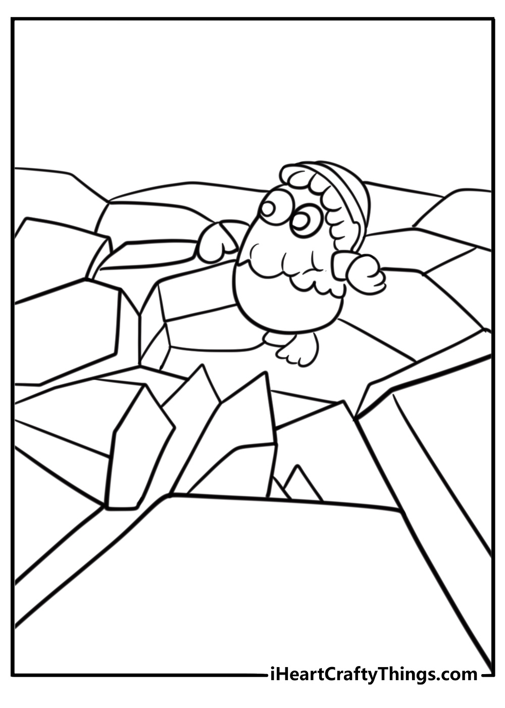 Fall Guy jumping across disappearing platforms in thin ice final round coloring page