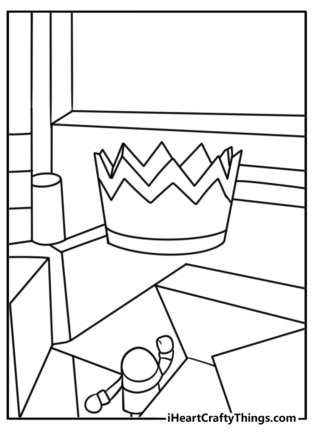 Fall Guy reaching crown in fall mountain final round coloring sheet