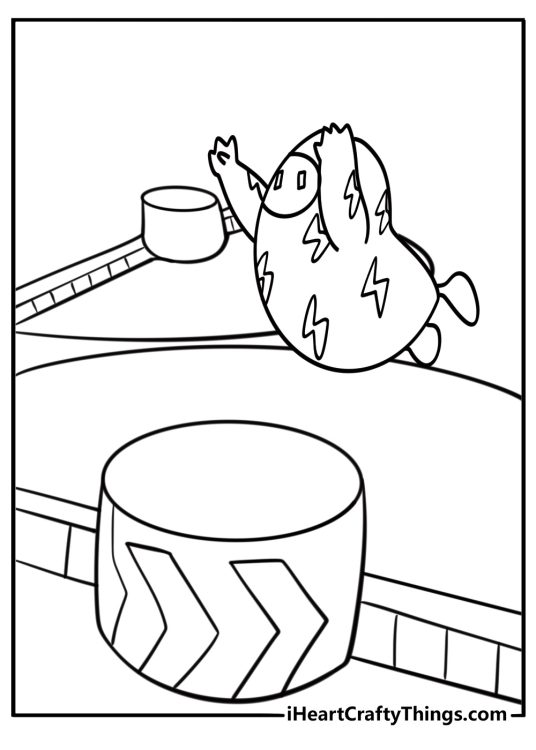 Fall Guy running from rotating beams in jump club game coloring sheet