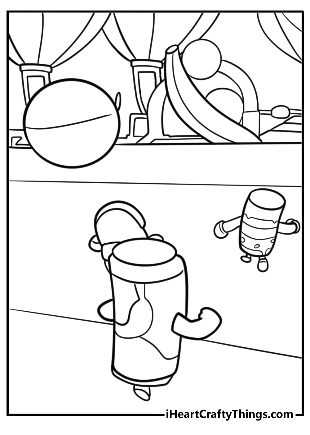 Fall Guy trying to avoid fruit in fruit chute level coloring page