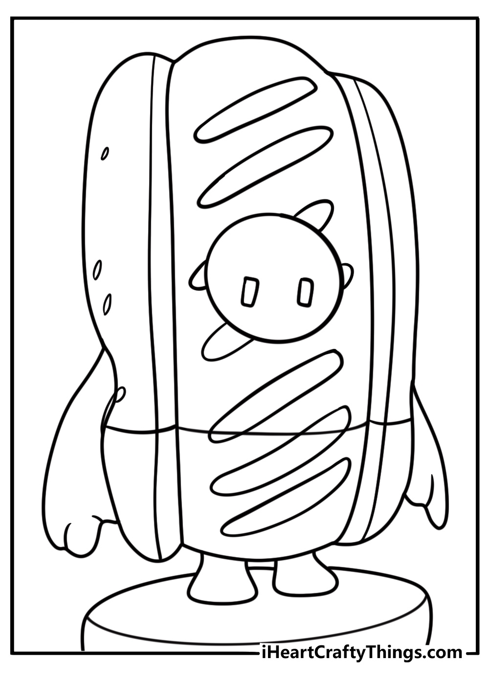 Fall Guy wearing hotdog outfit printable coloring page