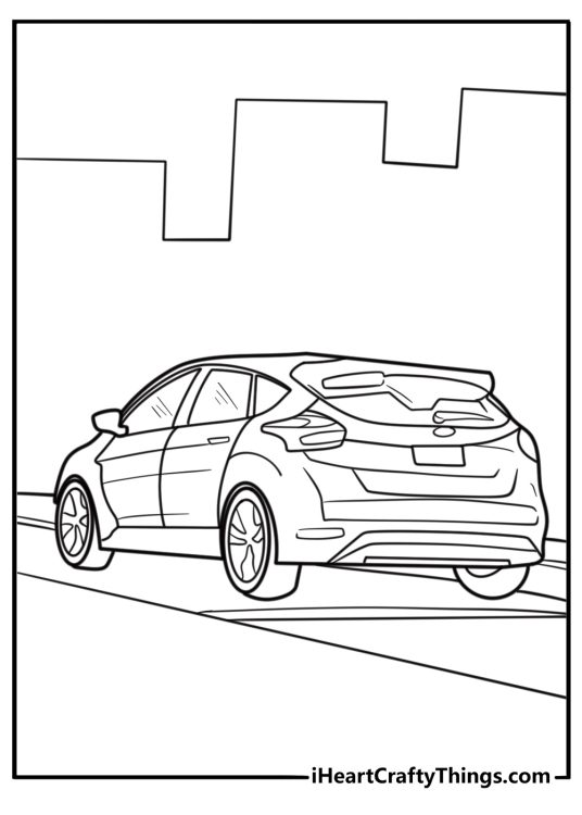 Ford Focus hatchback in acity street coloring page