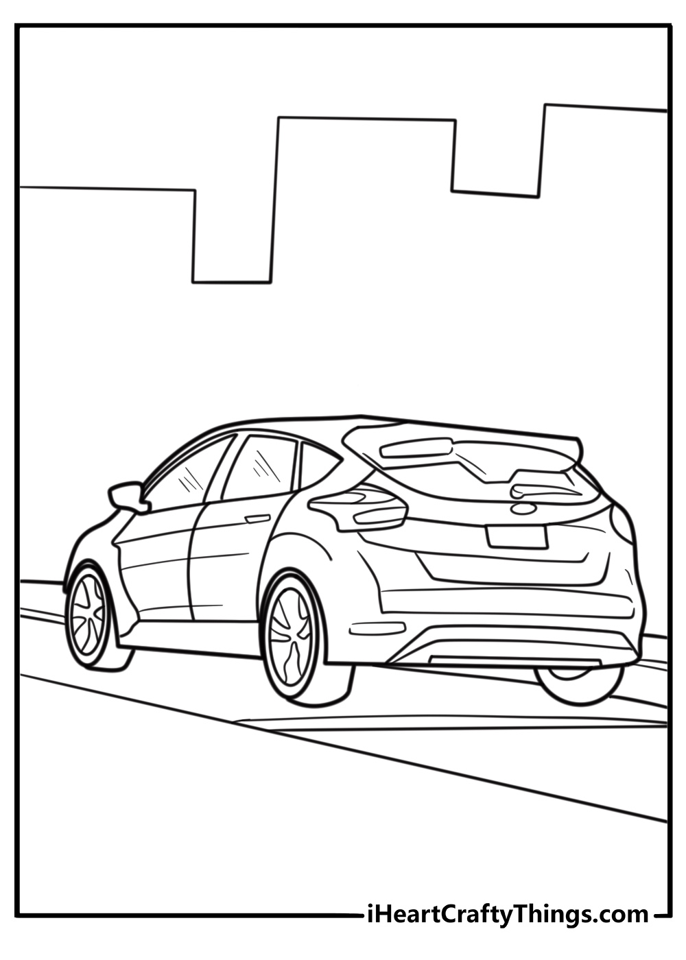 Ford Focus hatchback in acity street coloring page
