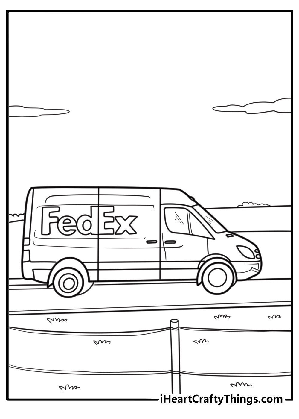 Ford Transit van making deliveries coloring page