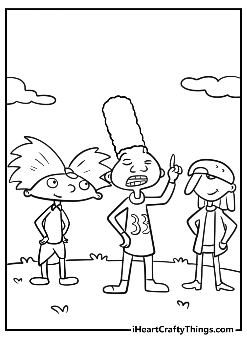 Gerald telling an urban legend to a group of kids coloring page