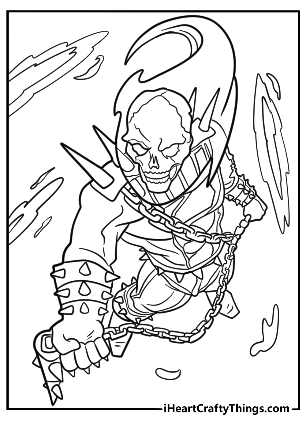 Ghost Rider facing off against a demon detailed coloring sheet
