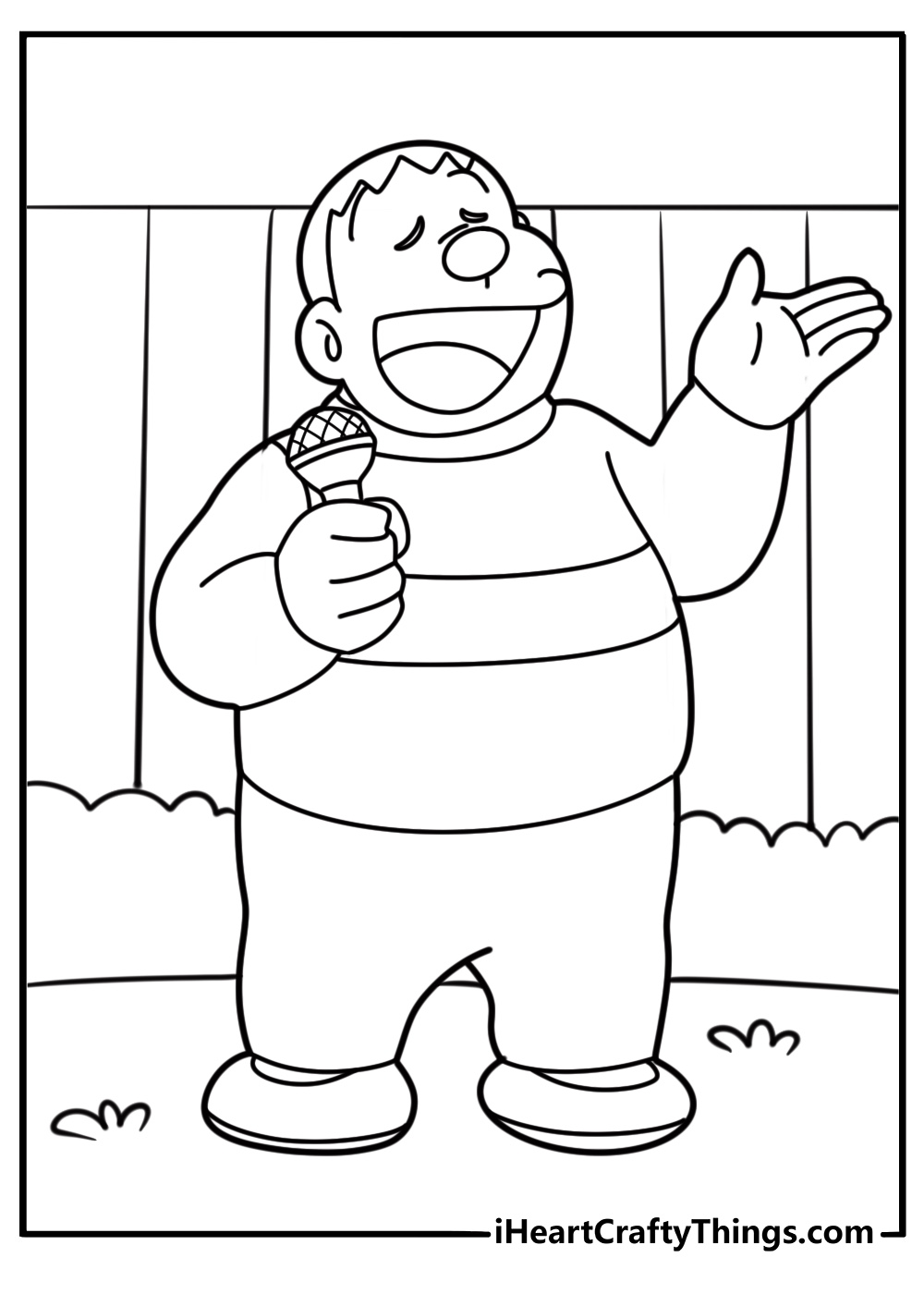 Gian singing loudly coloring page