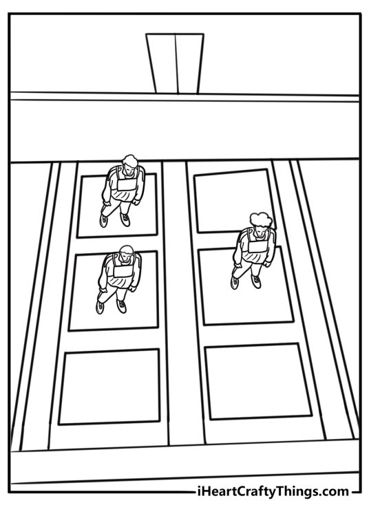 Glass bridge challenge scene free printable coloring page