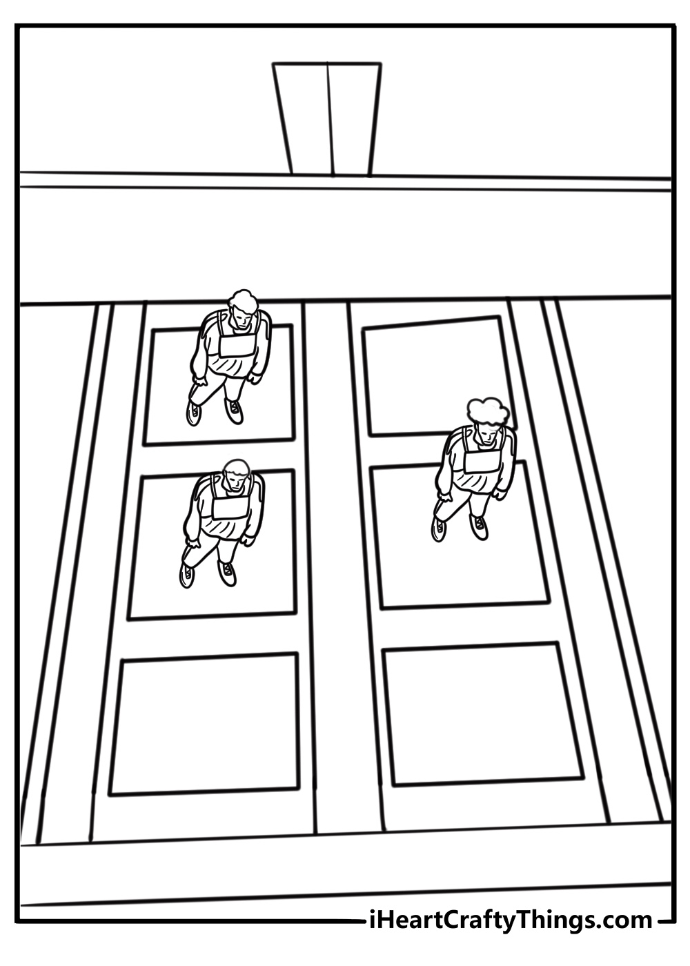 Glass bridge challenge scene free printable coloring page