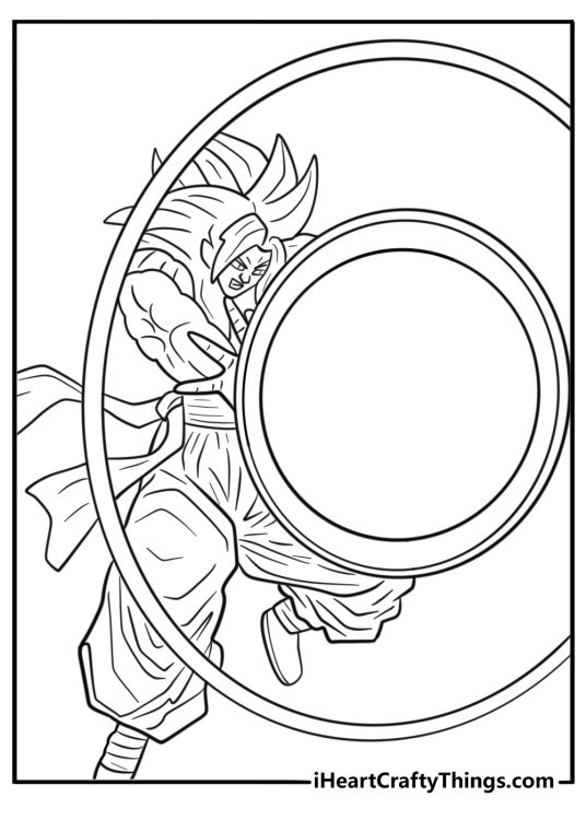 Gogeta blocking an energy blast coloring sheet