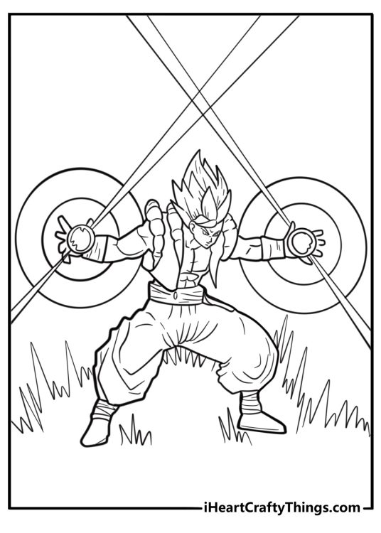 Gogeta creating energy sphere in hand coloring page