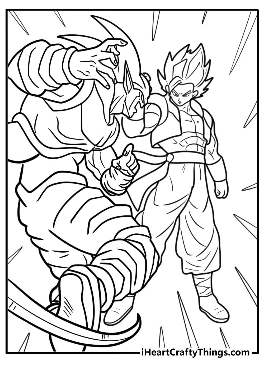 Gogeta facing off against Janemba coloring page