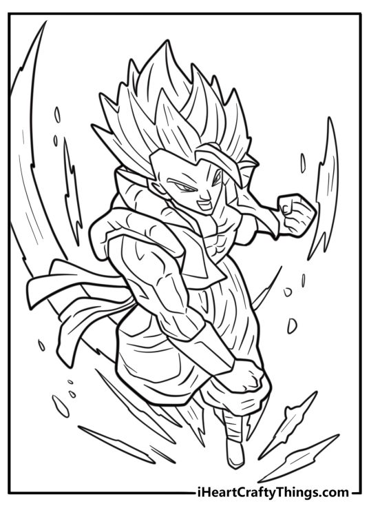 Gogeta flying at full speed coloring page