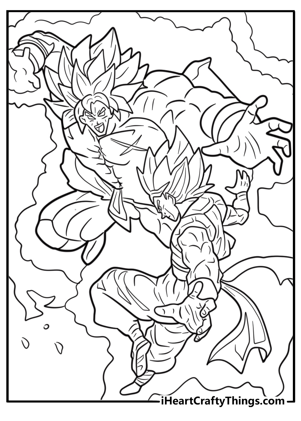 Gogeta in battle against Broly coloring page